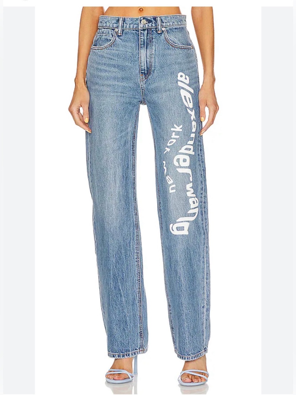 Alexander Wang Light Blue Straight-Leg Jeans with White Graphic